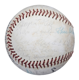 Hall of Famers Multi Signed OAL MacPhail Baseball With 23 Signatures Including Spahn, Feller, and Marquard From Warren Spahn Collection (Beckett)